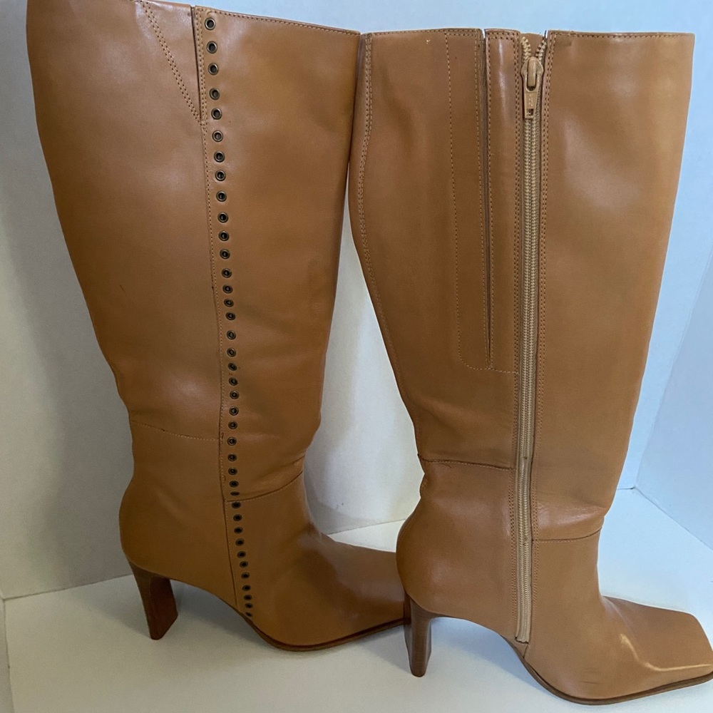 Bruno Valenti Tan knee high leather boots